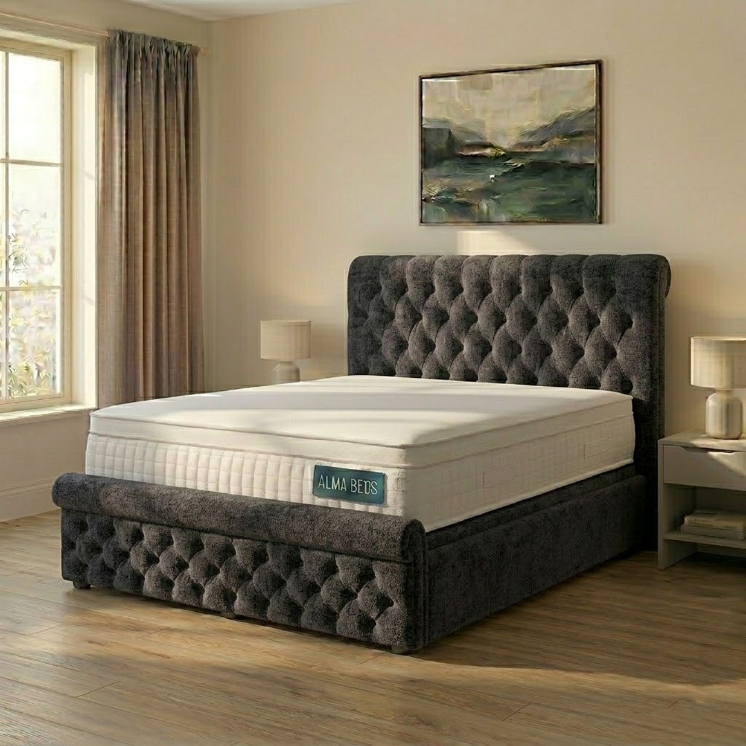Charcoal Chenille Melbourne Upholstered Bed